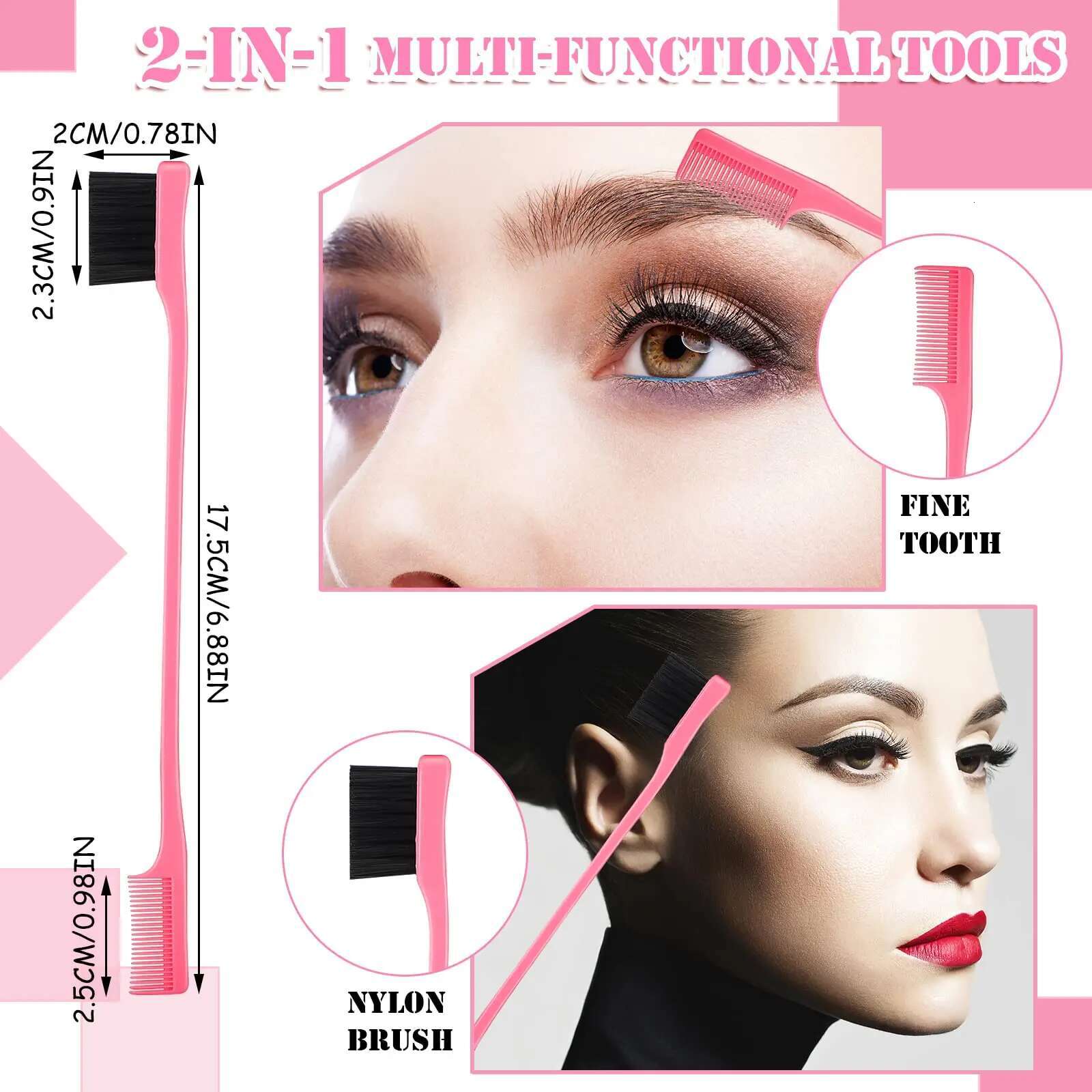 90Pieces Styg Set Including Teasing Hair Sturdy Rat Tail Comb 30Pcs Edge Brush Bristle