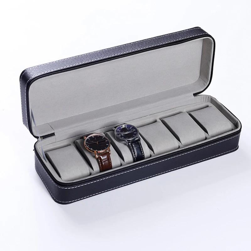 6/10/12 Slot Portable Leather Watch Box Your Watch Good Organizer Jewelry Storage Box Zipper Easy to Carry Mens Watch Box 250102