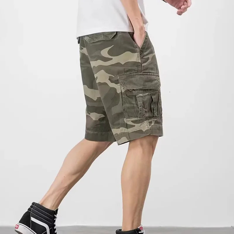 FEWQ American Vibe Camouflage Workwear Mens Shorts Loose Straight Leg Summer Cotton Oversized Casual Male Trousers 24E1621 250103