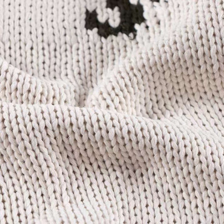 New melancholic second-generation cartoon portrait color blocked trendy men's and women's loose round neck knitted lazy sweater