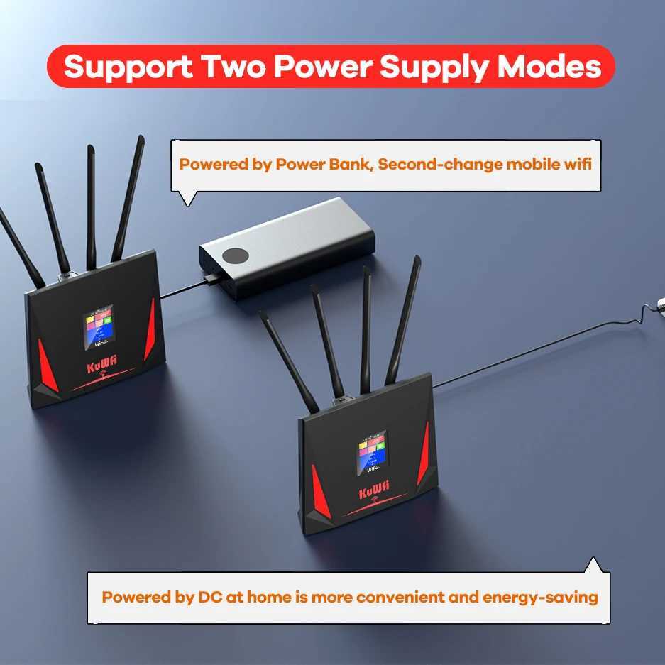 Routers KuWFi 4G LTE router 300Mbps wireless Wi Fi CAT4 LTE router with RJ45 port Sim card slot home high gain external antenna Q250106