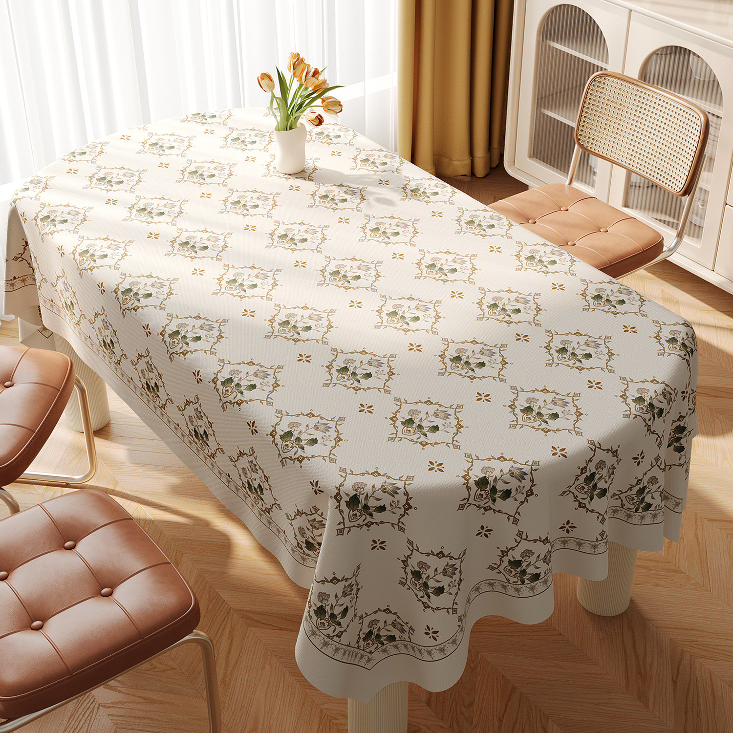 Waterproof and Oil-proof Leave-in and Anti-scalding Pvc Dining Table Tablecloth Coffee Table Cover
