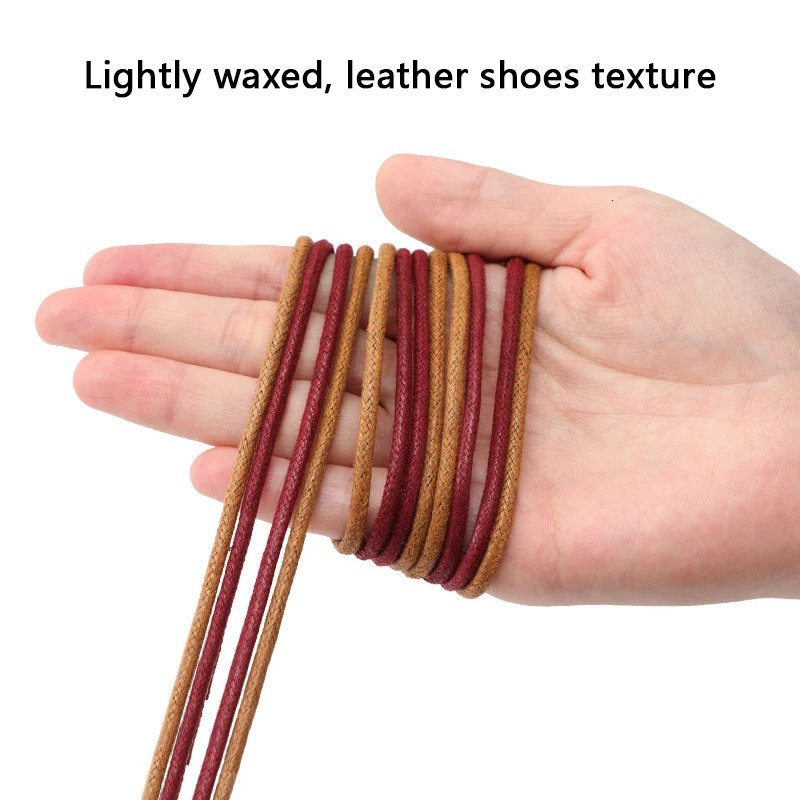 1Pair Round Waxed Shoelaces for Shoes Soild Cotton Boot Laces Leather Shoelace Waterproof Strings Sports Running Rope Shoe Lace 250106