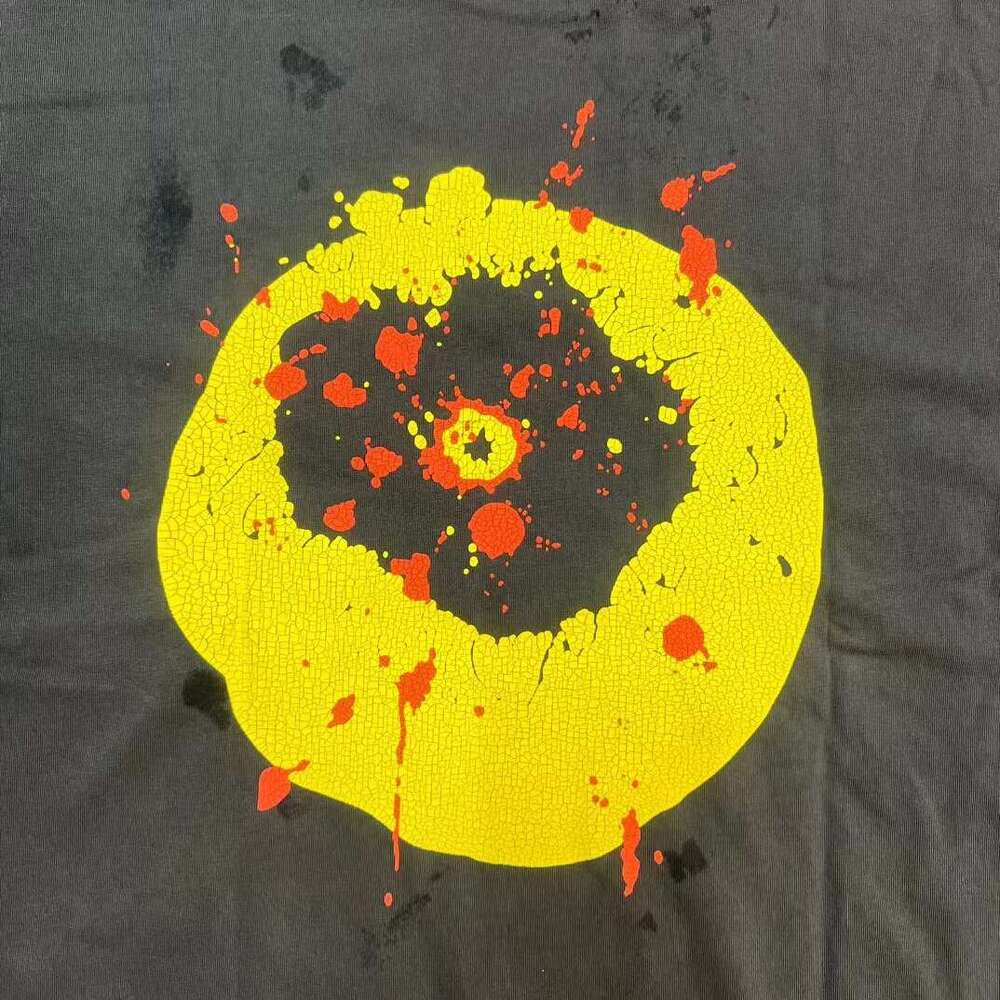 Washing water, splashing ink, smiling face, loose T-shirt, summer trend, short sleeved T-shirt for men and women, couple style, trendy