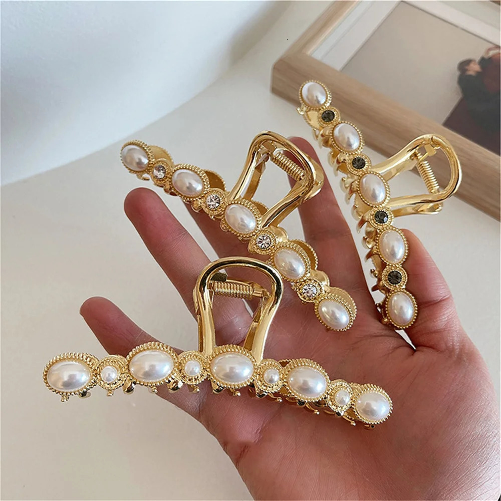 3 Pcs Pearl Hair Claw Clips Women Elegant Hair Pins Metal Clips Korea Casual Lady Girl Chic Harajuku Casual OL 250106