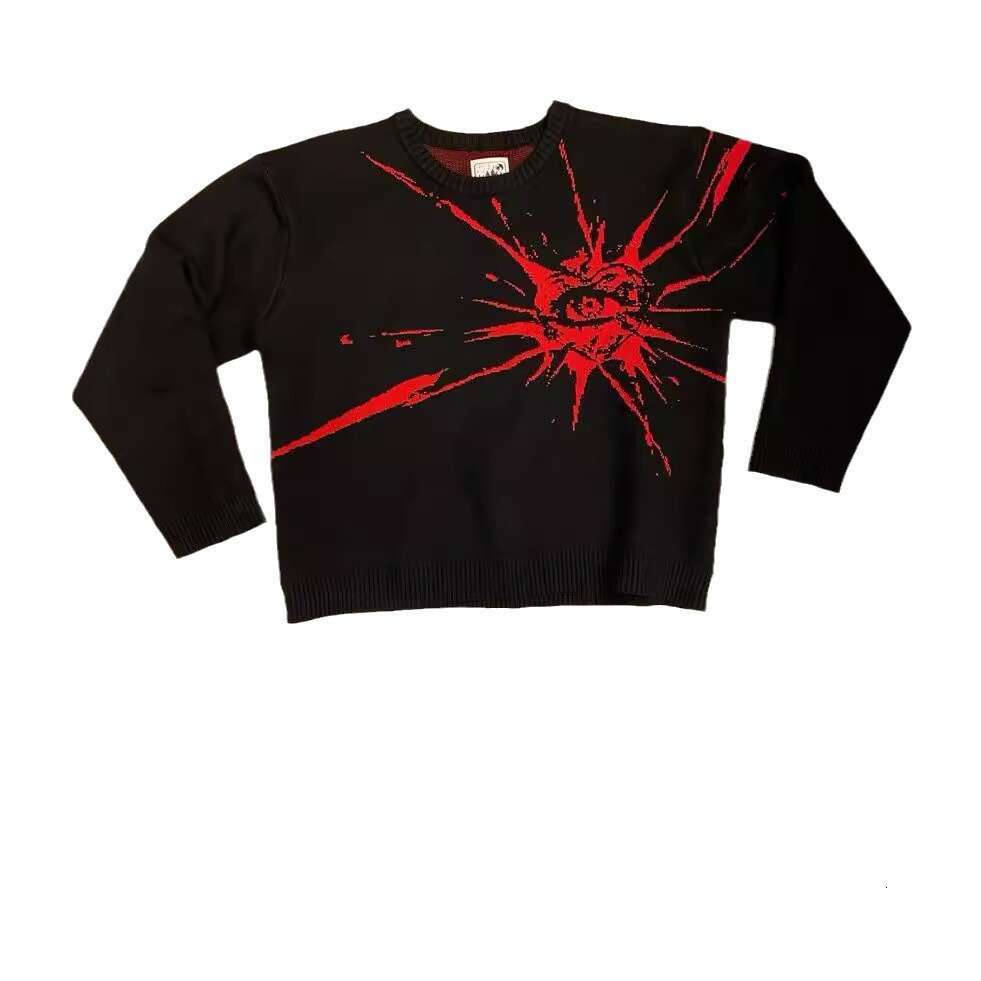 Knitwear Anime Jacquard Pattern Round Neck Long Sleeve High Street Loose Sweater Dark Style