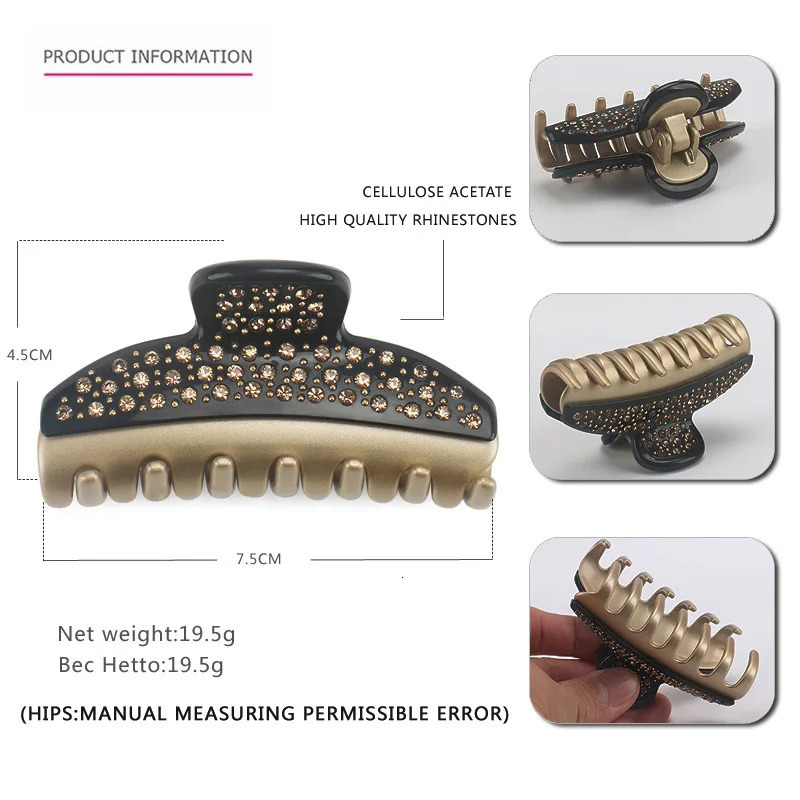 Handmade Spark Rhinestones Hair Clip Claw for Women Girls A French Styles Acetate Hair Accessory Ornament Jewelry 250106