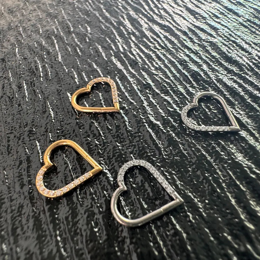 10pcs Heart Daith High Quality Hoop Nose Ring Ear Cartilage Tragus Earrings 16G Clicker Tragus Jewelry Body Piercing 250103