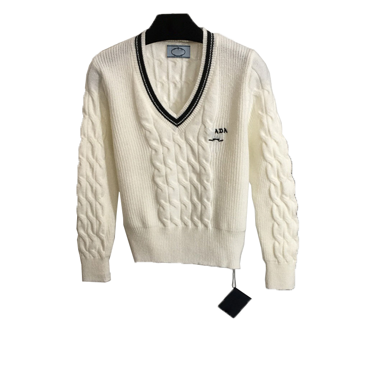 V Neck Sweaters Female Luxury Sweatshirts Wool Knit Charm Tops Ladies Letters Jacquard Sweaters Casual Shirt Tops