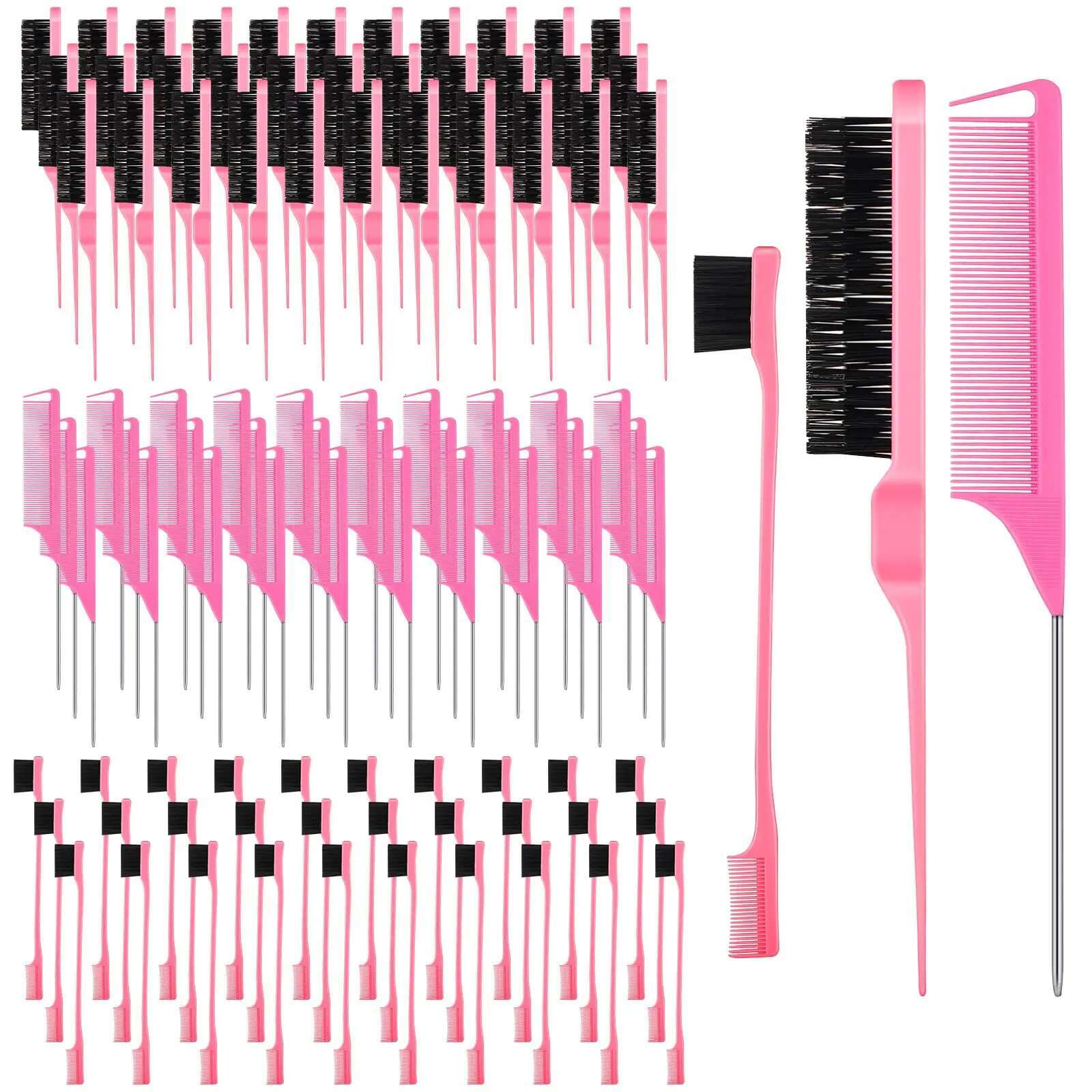 90Pieces Styg Set Including Teasing Hair Sturdy Rat Tail Comb 30Pcs Edge Brush Bristle