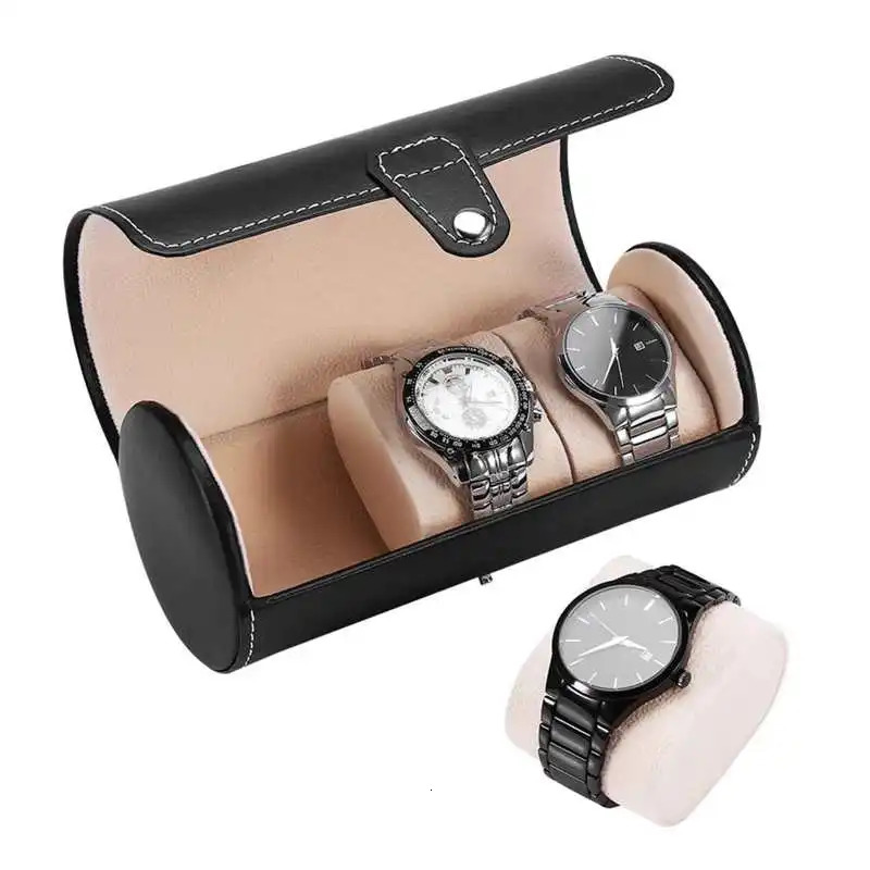 2Colors 3 Grid Cylindrical Watch Roller Stand Watch Display Box Jewelry Gift Box Watch Organizer Supplies 250102
