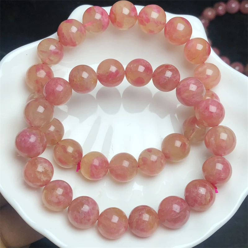 Natural Rhodonite Bracelet Handmade Round Beads Bracelets Couple Energy Yoga Bracelet Men Women Jewelry 1pcs 10/12MM 250102