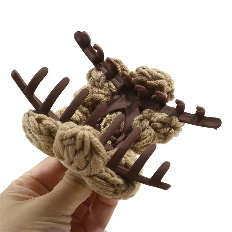 2Pcs Elegant Retro Plush Weave Flowers Hair Clips Clamps Autumn And Winter Ponytail Claws Woman Hairpins Accessories 250103