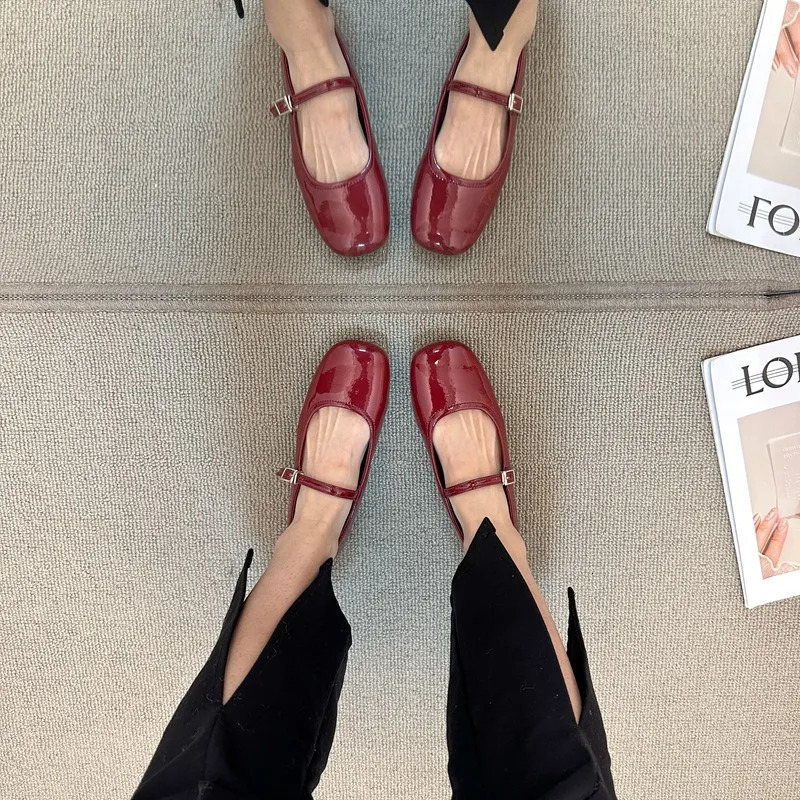 er Red Women Mary Jane Ballet Flats Fashion Ladies Casual Soft Sole Flats Spring Womens Comfort Shallow Ballerina Shoes 250106