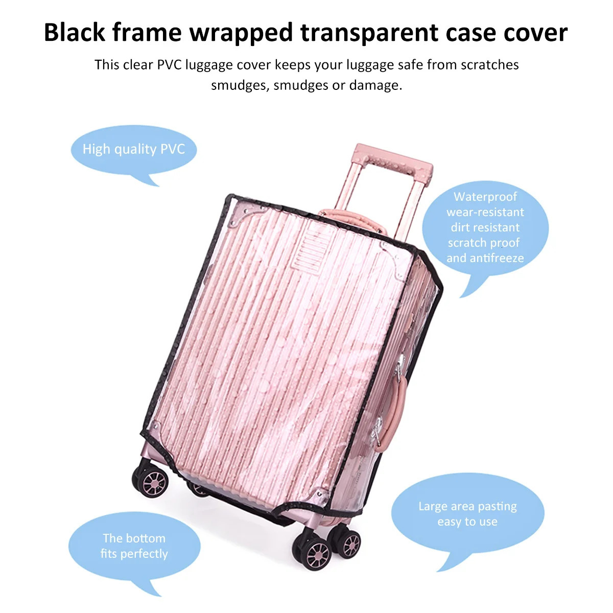 Clear Luggage Cover Dustproof Luggage Protector Cover PVC Waterproof Suitcase Cover 22/24/28in Travel Suitcase Protector Cover 250103