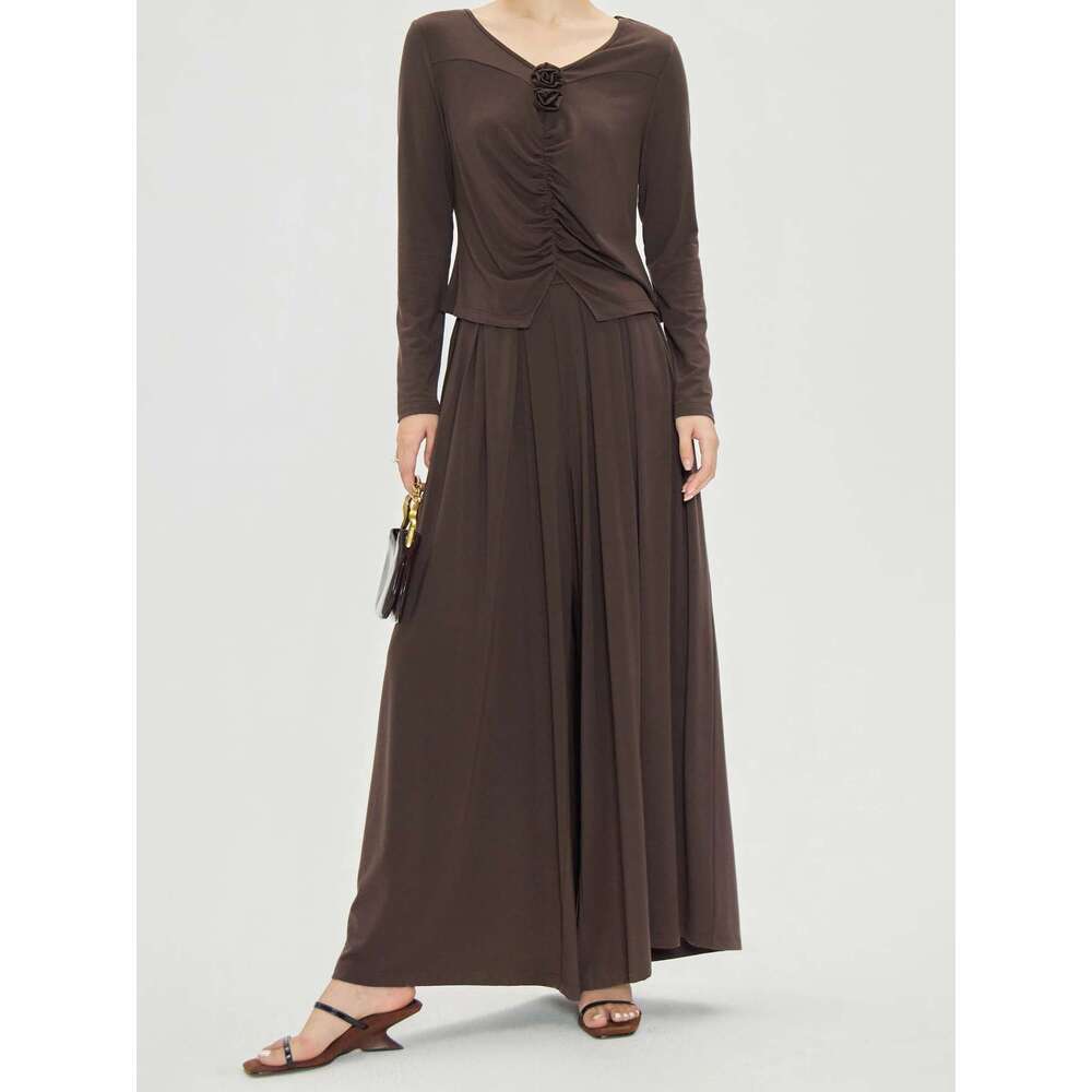 Women's Wear Women's French Holiday Style Wer Pleated V-Neck Slim Fit Autumn New All-Match Casual Fashion Suit