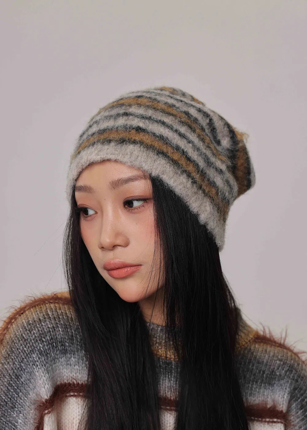 Striped Knitted Beanies Hats For Women Men Winter Plush Warm Skullies Hat Unisex Outdoor Coldproof Ski Ear Protection Caps Gorro 250106
