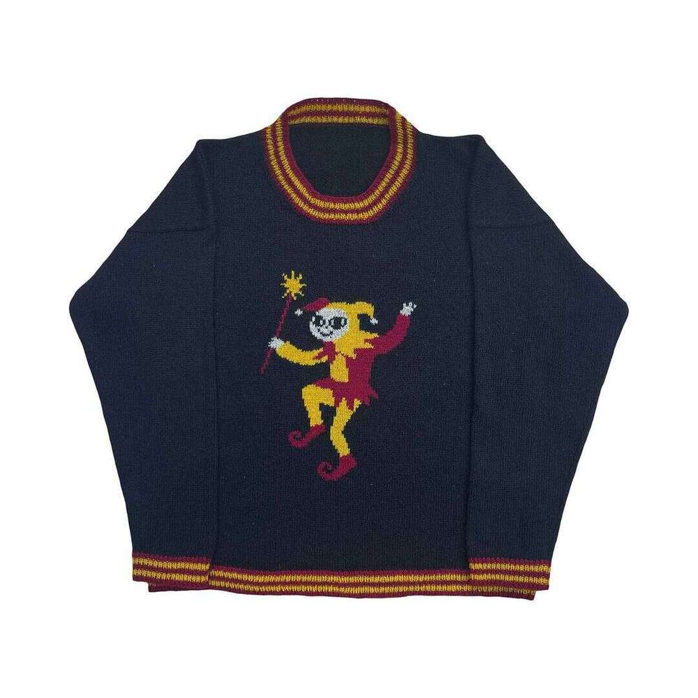 Knitwear Y2K Jacquard Pattern Round Neck Long Sleeve High Street Loose Sweater Dark Style