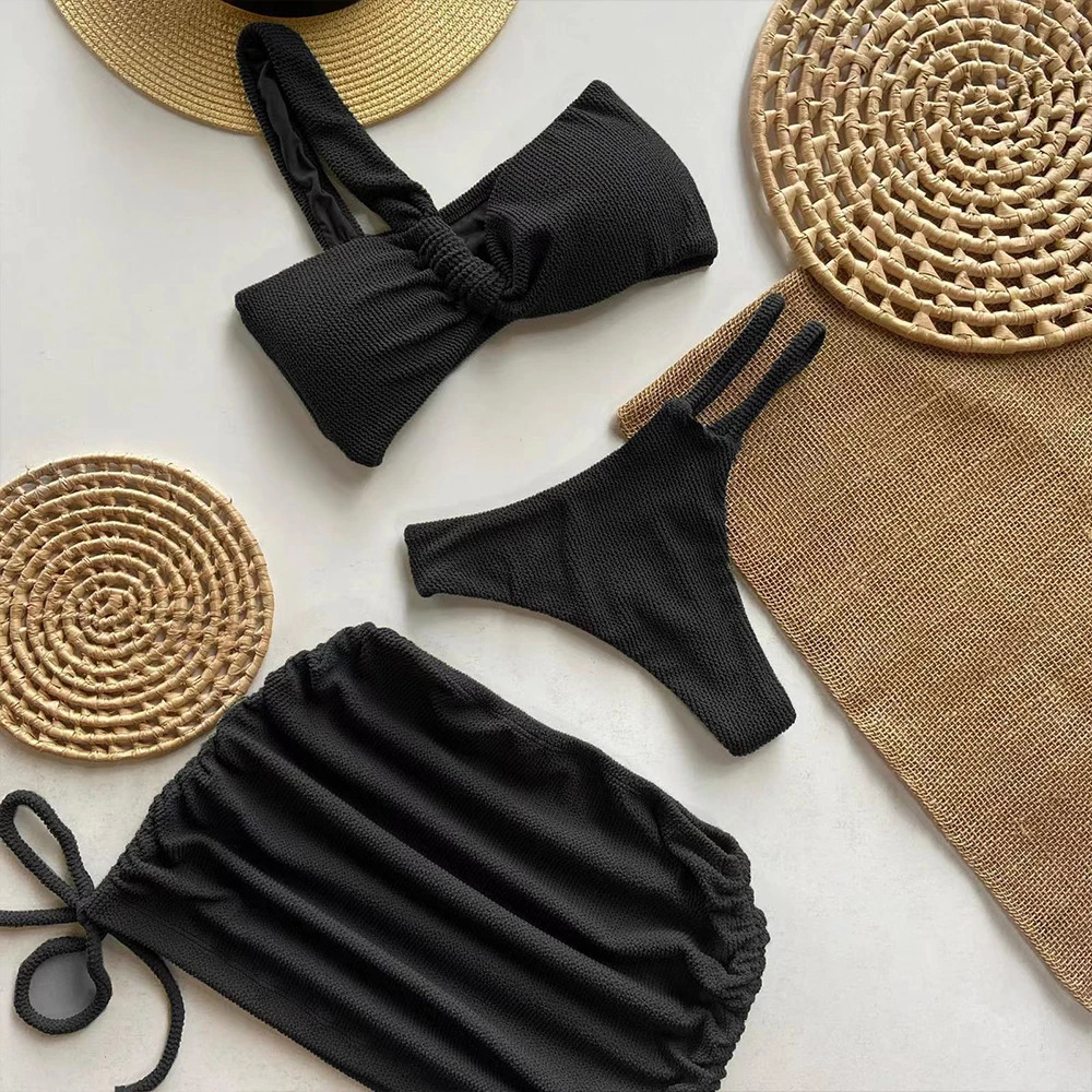 Sexy 3pieces Micro Bikini 2024 Women Swimsuit Female Swimwear Thong Bikinis Set Brazilian Beach Wear Bathing Suit Biquini 250106
