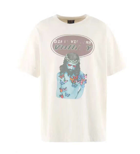 New hip-hop fashion brand washed old graffiti loose versatile round neck short sleeved T-shirt for both men and women