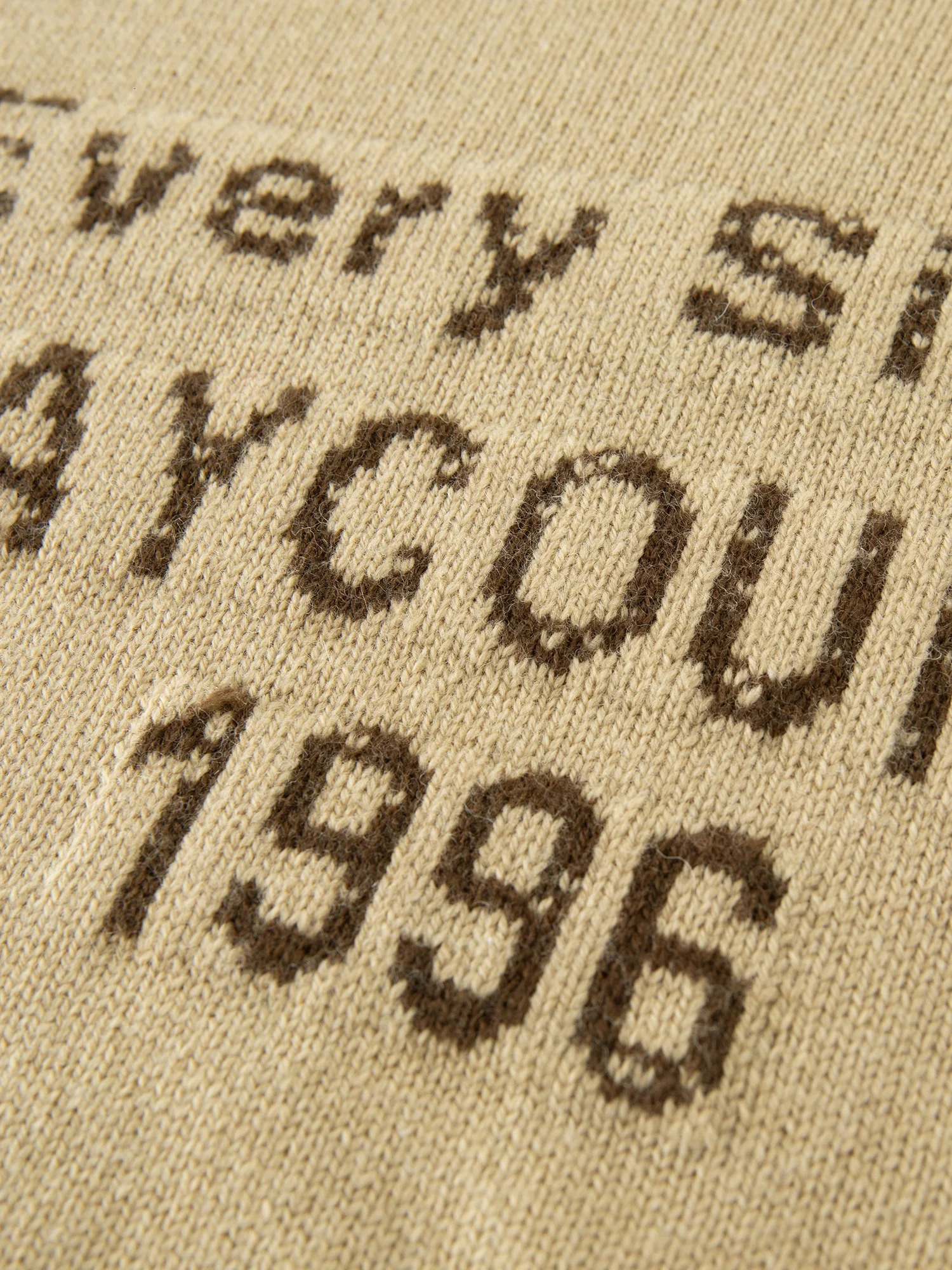 DUSHU WinterWomen Sweater Letter Printed Female Brown Casual Pullover Sweaters Round Neck Drop Sleeve Knitted Tops 24DS84642 250103