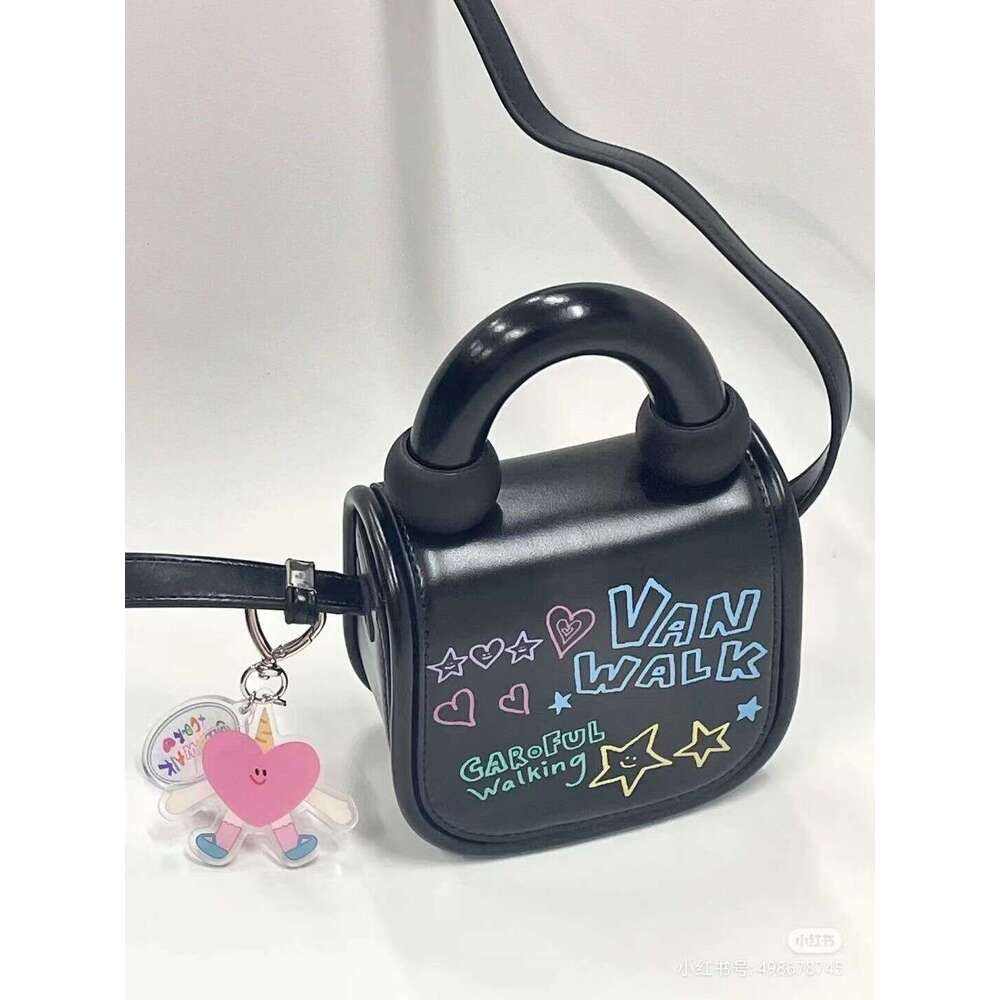 2025S Designer S New Model Mini Cute And Fashionable Cartoon Graffiti For Women Spring Summer New Korean Edition Student Crossbody Tote Bag Tide