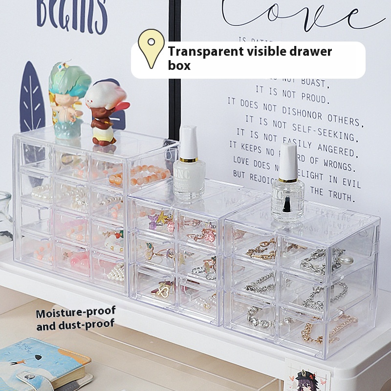 Transparent jewelry box earrings earrings jewelry storage box beads necklace beads nine lattice storage box