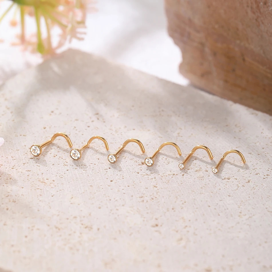 20Pcs/50Pcs Nose Ring Set Nostril Earring Nariz Piercing Women Nose Stud Piercing CZ 1.5/2/2.5/3mm Top Body Jewelry 250103