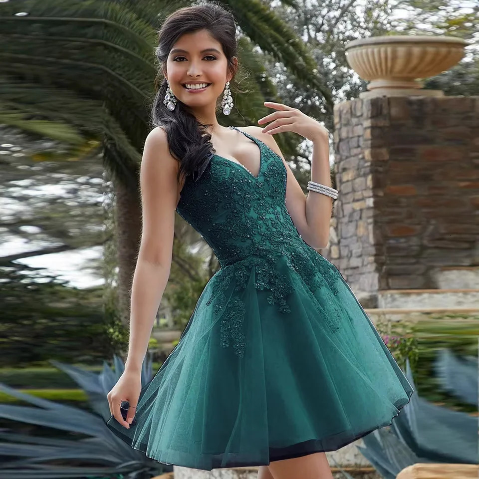 Sexy light blue home dress spaghetti strap lace bead girl sweet graduation dress short ball party vest cocktail 250103