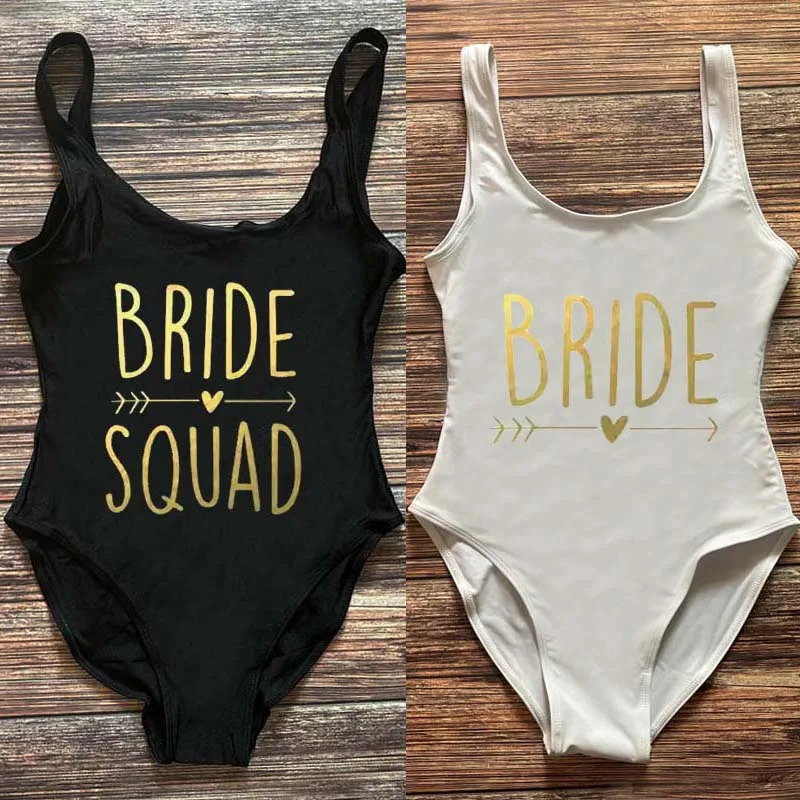 S3XL Bride Squad Swimsuits Women One Piece Swimsuit Sexy Swimwear Bachelorette Party Bathing Suit Swimming Bodysuit Beach wear 250106