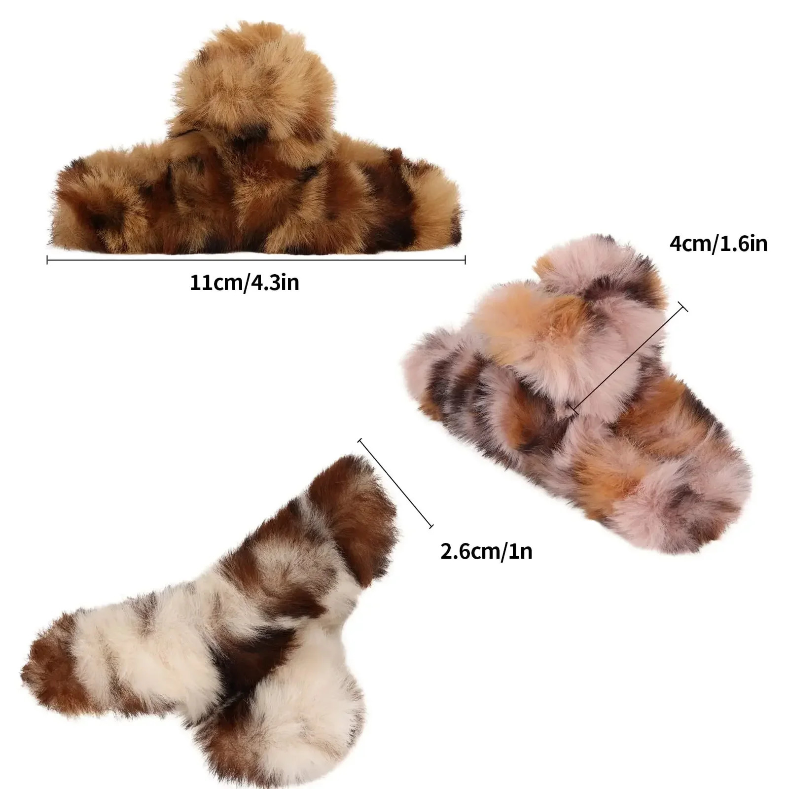 Fuzzy Hair Clips7 Pcs Leopard Claw Clips Set4.5 Inches Large Hair Claw Clips for Thick HairFluffy Hair Clips for Women 250106