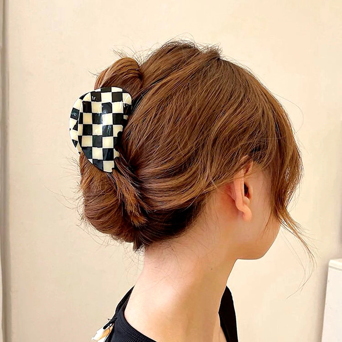 JINBUYAO 4inch Checkered Claw Clips 3 Styles 4pcs Classic Black White Checkerboard Acrylic Hair Clips 3 Sizes Y2K Hair Clip 250106