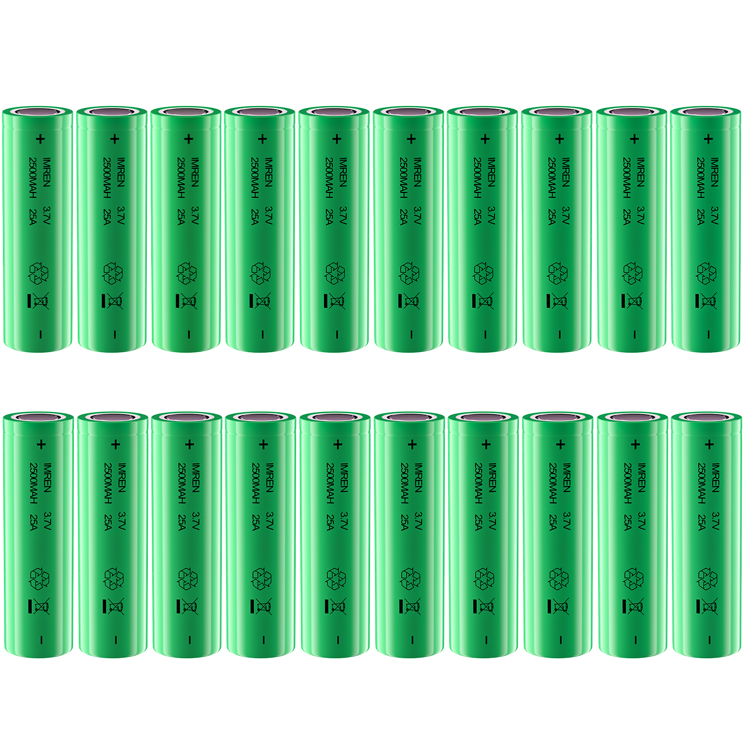 IMREN INR18650 Flat Top Rechargeable Lithium Ion Battery - 2500mAh for LED Flashlights & Electronics