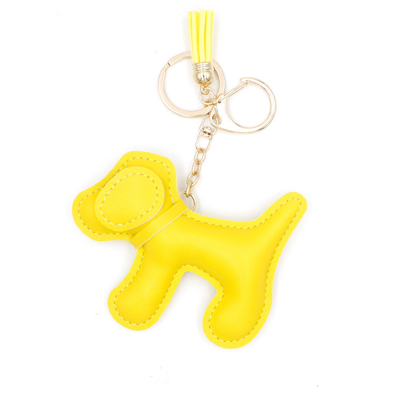 Leather Keychain Creative Cute Macaron Color Filled Cotton Doll Tassel Backpack Pendant Accessories