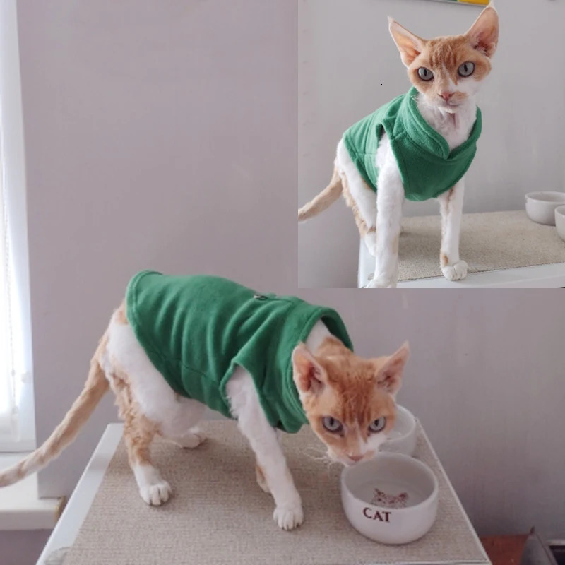 Solid Fleece Cat Clothes Winter Sphinx Cat Vest Jacket for Cats Small Dogs Chihuahua Puppy Pullover Coat Cat Costume outfits 250106