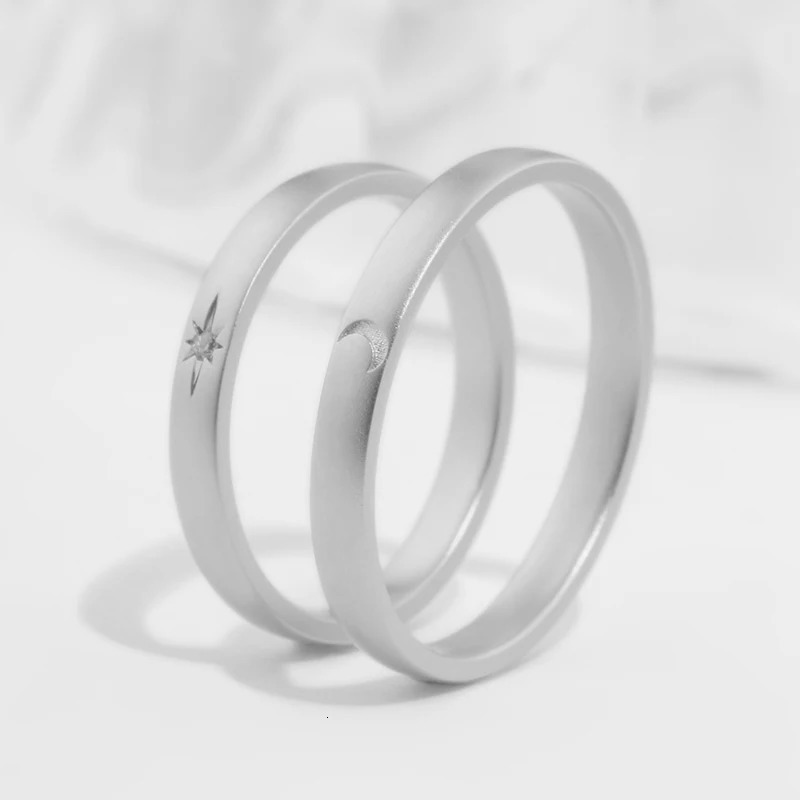 Star Crescent 18K/14K/10K Gold PT950 Platinum Diamond Couple Rings Wedding/Engagement Gift 250103