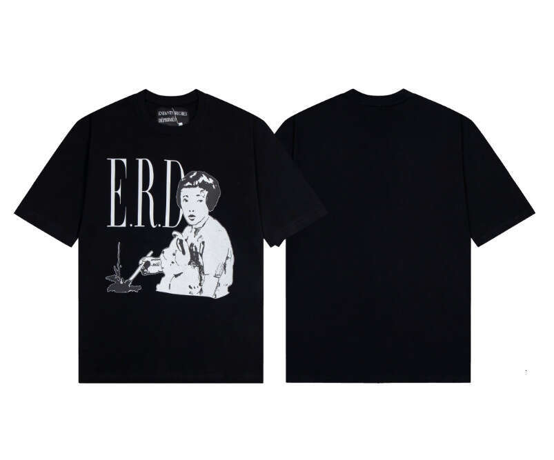 New Melancholic Rich Second Generation Alphabet Portrait Printed Loose Casual Short sleeved T-shirt Brand Men's and Women's Trendy