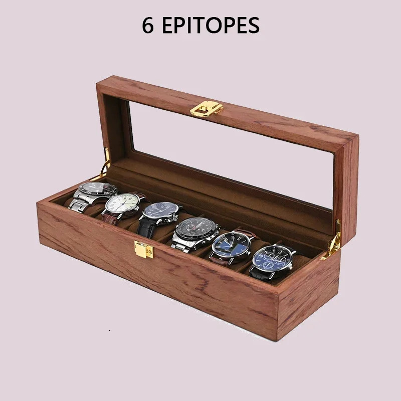 European watch case retro gold lock buckle made of medium density fiberboard material covered with leather customized watch box organizer 250102