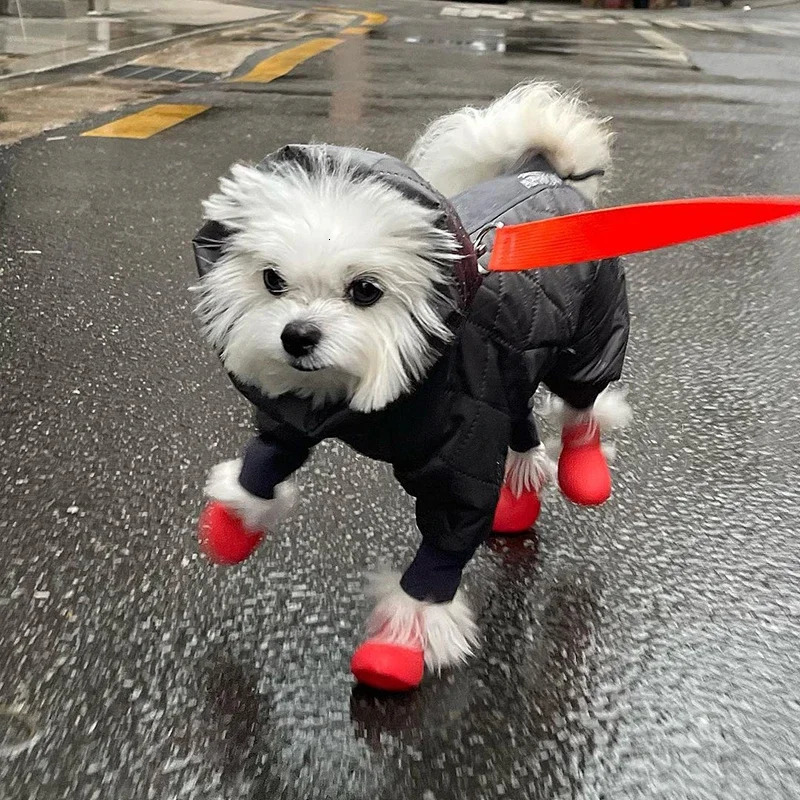 4Pcs Pet Dog Rainshoes Pets Silicone Anti-slip WaterProof breatha Rain Shoes Rainy Days Supplies For Small Medium Large Dogs Cat 250106