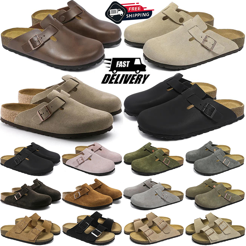 Free Shipping clogs designer slippers men women sandals clog black brown tan light pink olive sude leather mens sliders slides outdoor comfortable sandals hotsale