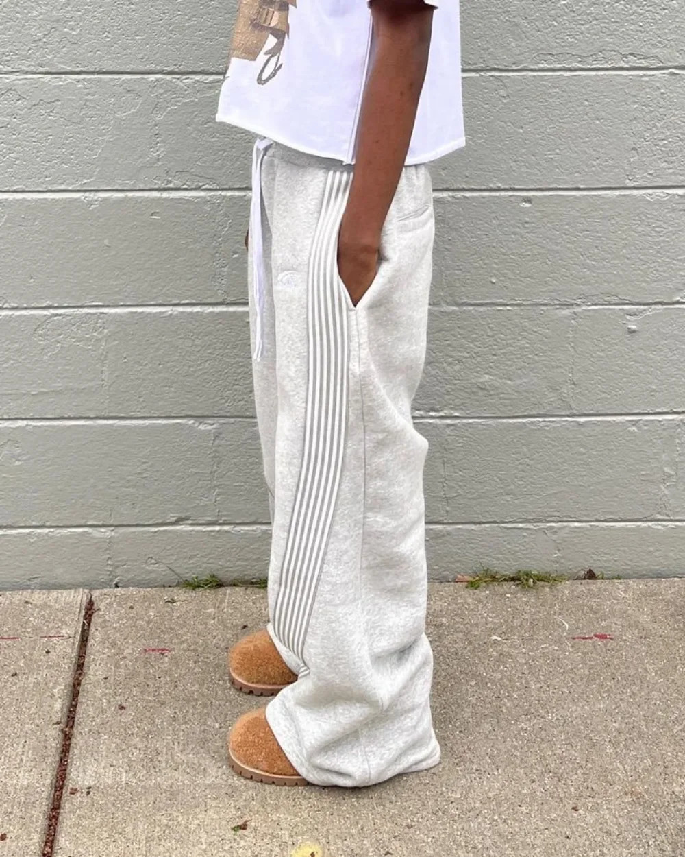 Y2k American retro striped knitted pants mens streetwear hip-hop Harajuku loose sports pants casual fashion wide leg pants 250103