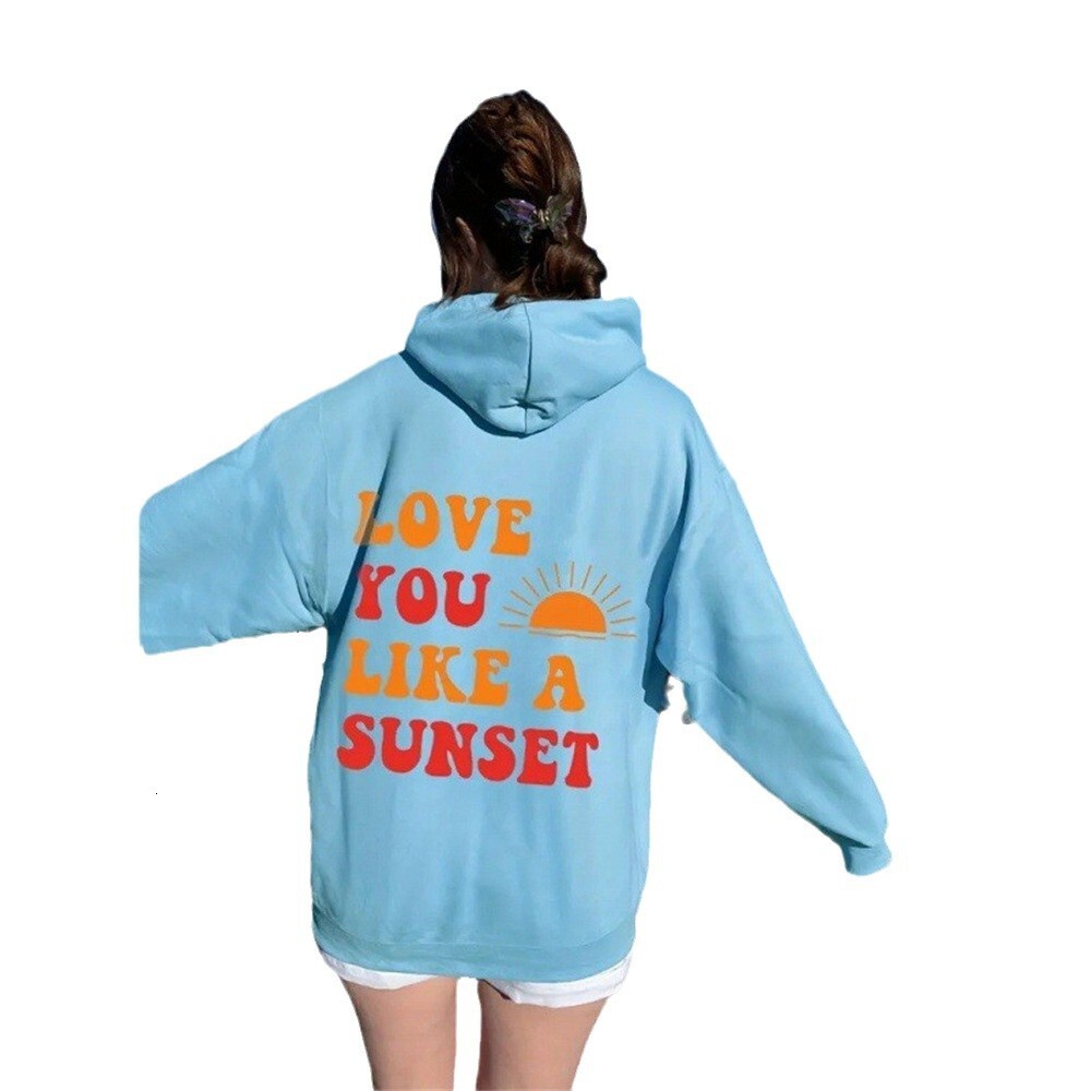 2025 New Fashion Women's Velvet With Letter Pattern Printed Kangaroo Pocket Drawstring Hoodie