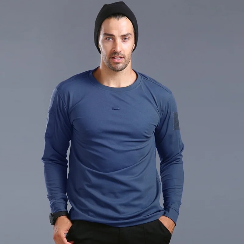 Spring Long Sleeved Tshirts Men Quick Drying O Neck Outdoor Tactical Shirts Training Tees Breathable Workwear Loose 241217