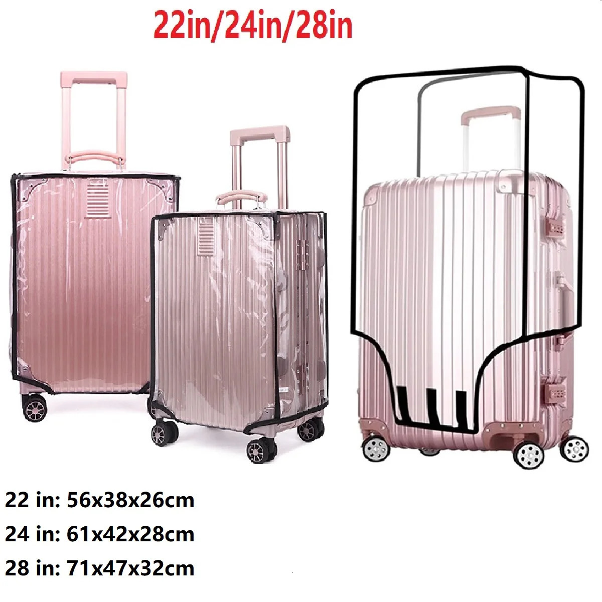 Clear Luggage Cover Dustproof Luggage Protector Cover PVC Waterproof Suitcase Cover 22/24/28in Travel Suitcase Protector Cover 250103