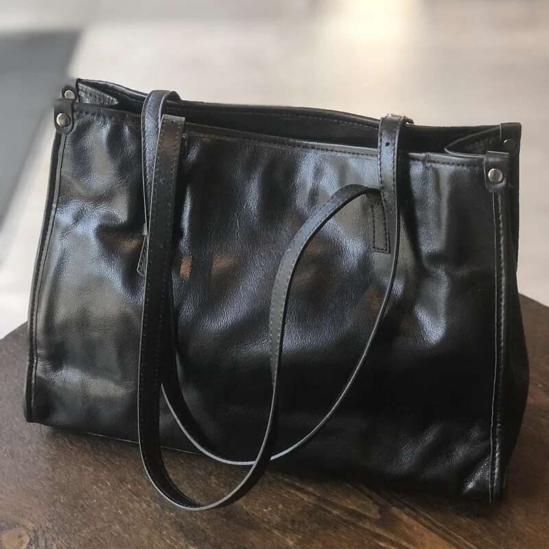 Leather Female Shopping 2024 New Fashion Large Capacity Hand Shoulder Top Quality Cowhide Tote Bag