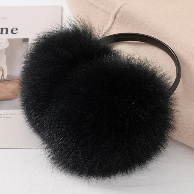 Style Ladies Fox Fur Earmuffs Winter Women Warm Real Fox Fur Earmuffs Girls Earlap Ultra Large Ladies Plush Earmuff 250106ww