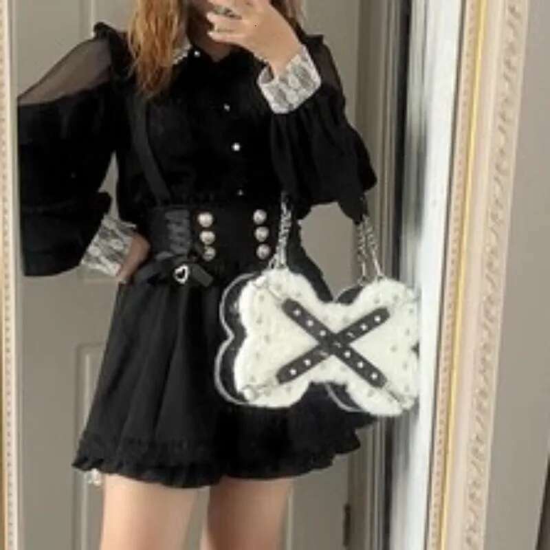2025 New Darkness Style Shoulder Bags For Women Fashion Gothic Rivet Crossbody Bag Bone Bolsa