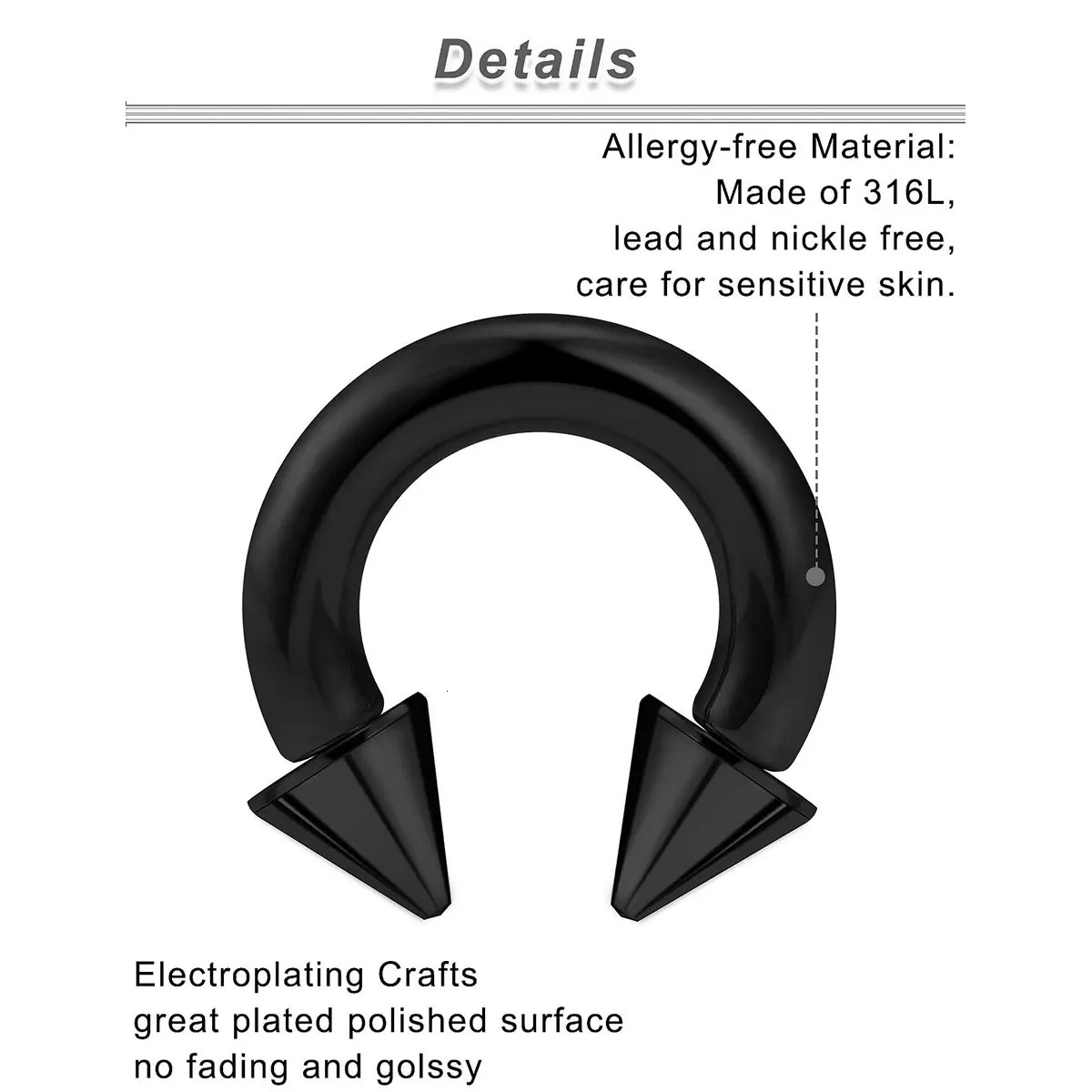 Septum Stretching Kit Steel Horseshoe Gauges Piercing Kit for Men 250103