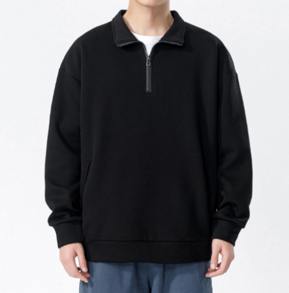 170Turtleneck Sweatshirt for Men Autumn and Winter Thickened Loose Trendy Solid Color Casual