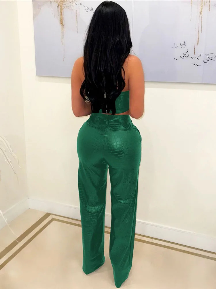 iDress Womens Green Corset Cut-Out Cargo Sexy Sleeveless Jumpsuits PU Leather Matching Set Sexy Clubwear 2 Piece Outfits 250106